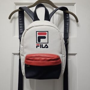 Fila Mini Backpack – Retro Style White/Red/Navy Faux Leather